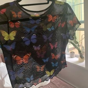 Shein mesh butterfly top size 6